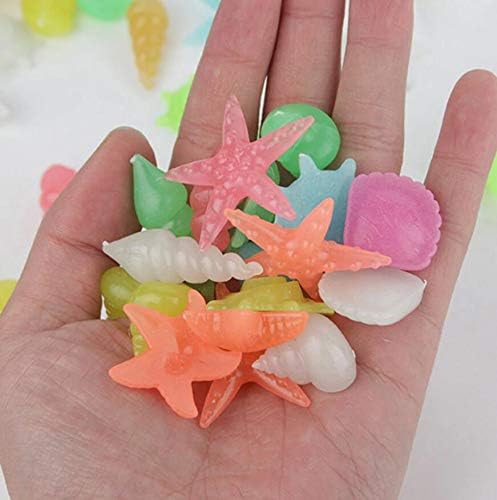 Oubest Glow in The Dark Pebbles/Glow Stones/Glowing Rocks Blue Decor for Garden/Fish Tank/Aquarium/Walkway/Driveway/Plant Pots/Bonsai (100, Starfish)