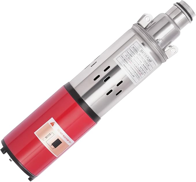 Deep Well Submersible Pump, DC 12V 250W Stainless Steel Water Pump, 6.6GPM Flow, 98ft Lift, for Farm Ranch Irrigation 3500 RPM