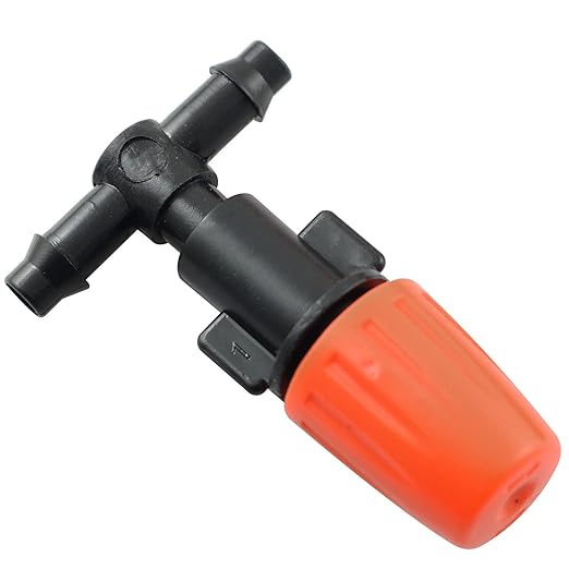 Atomizing Nozzle RLECS 25PCS Irrigation System Misting Automatic Watering Garden Hose Spray Adjustable Garden Irrigation Nozzles with Tee Joints for Greenhouse Vegetable Irrigation