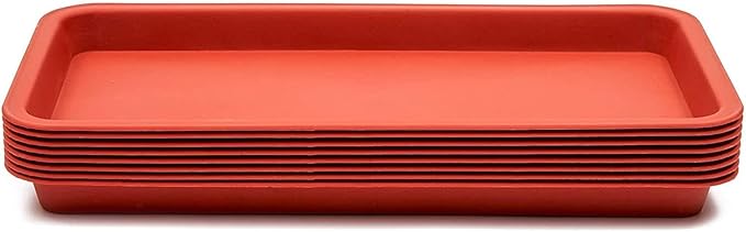 Juvale 8 Pack Plastic Plant Drip Trays for Planters, Pots, Rectangular Saucer Pans for Indoors, Outdoors (Terracotta Red, 6.5x12 in)