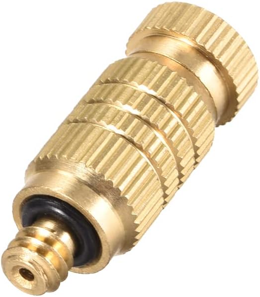 uxcell Brass Misting Nozzle - 3/16-inch Threaded 0.2mm Orifice Dia Fogging Spray Head for Outdoor Cooling System - 5 Pcs Golden