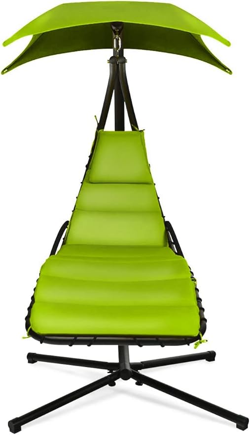 Weatherproof Replacement Cushion Pad and Umbrella for Hanging Lounge Chair Outdoor Chaise Hanging Hammock Chair - Long-Lasting, Fade-Resistant, Quick-Dry, Outdoor Lounge Replacement Set (Green)