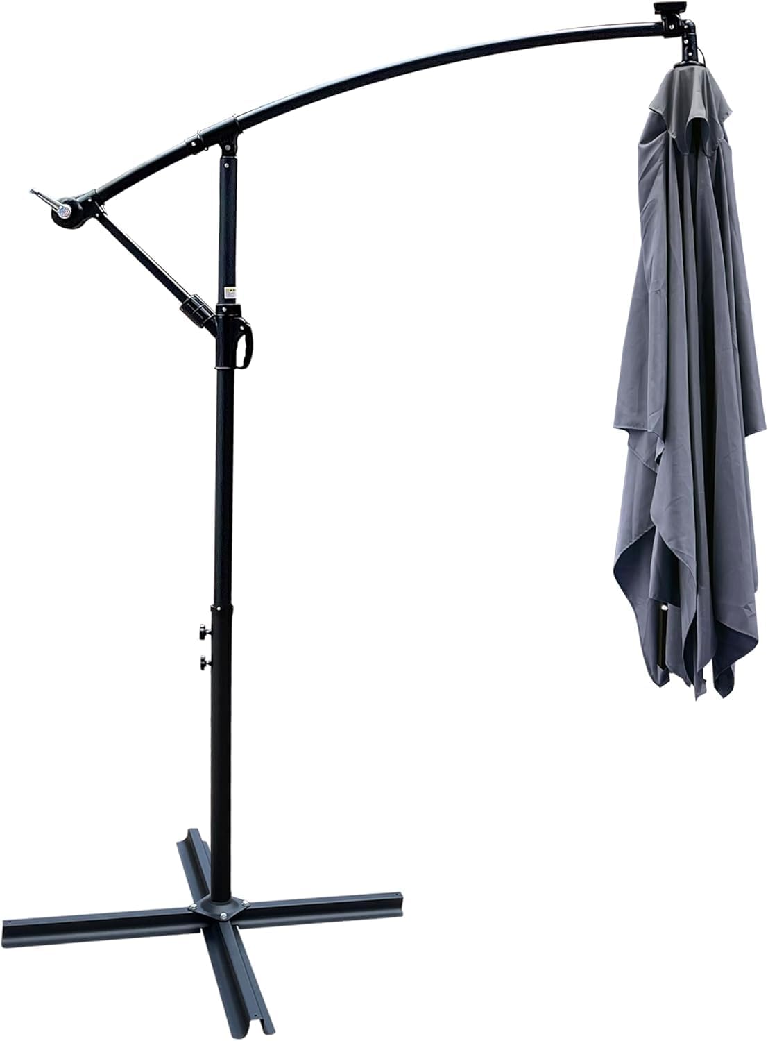 10x6.5FT Patio Umbrella, Outdoor Offset Umbrella with Cross Base and Crank, Rectangular Cantilever Umbrella with Solar Lights, Hanging Market Umbrella with 6 Rids for Pool, Deck, Backyard (Anthracite)