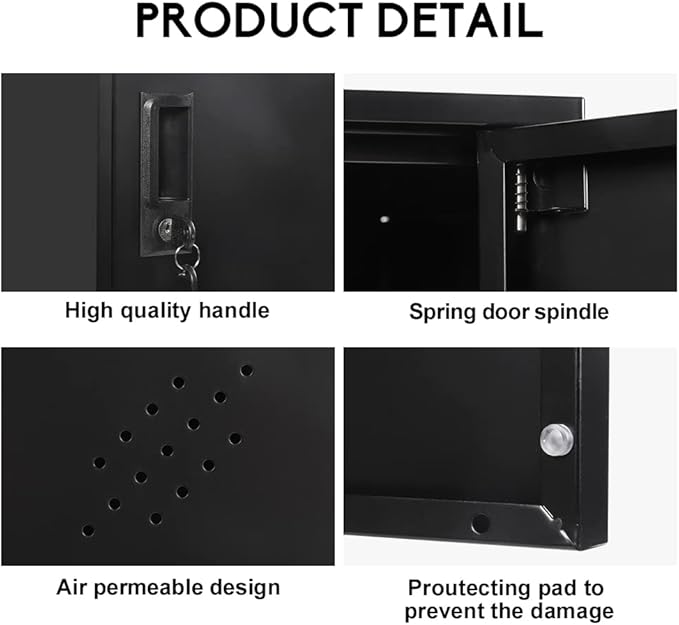 3 Door Vertical Stackable Storage Cabinet with Lock,Anti-Failing Device, Metal Lcoker,Organizer for Office, Home, Gym, School,Employee,Kids. (Black)