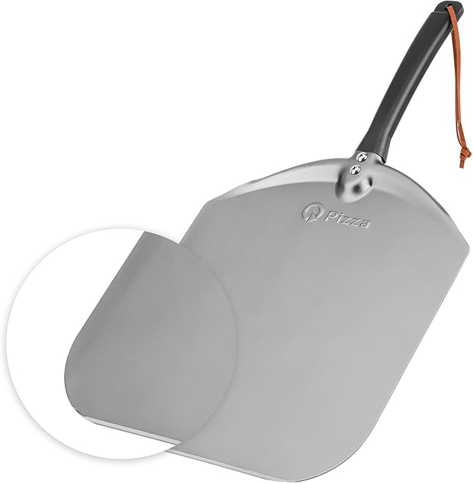 Q Pizza Aluminium Pizza Peel - 12" Metal Pizza Turning Paddle for Grill Oven - Pizza Spatula for Baking Bread Pastry Dough Pie & Cake, Pizza Accessory PT200