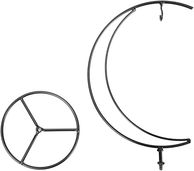 Ornament Display Stand Air Plant Stand Iron Hanging Stand Flower Pot Stand Rack Holder for Hanging Glass Globe Witch Ball Terrarium Christmas Ornament and Home Wedding Decoration(Black) (Moon)