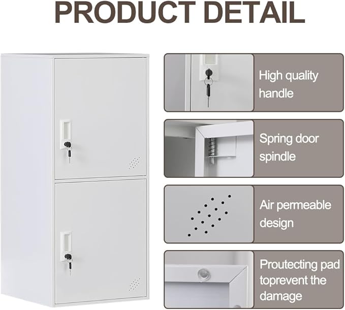 2 Door Vertical Stackable Storage Cabinet with Lock,Anti-Failing Device, Metal Lcoker,Organizer for Office, Home, Gym, School,Employee,Kids. (2D-White)