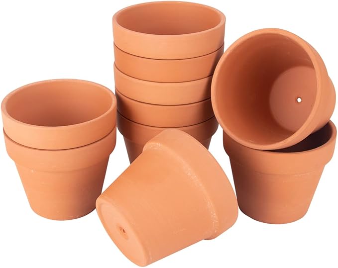 CFKJ 26 Pack 4" Terracotta Planter Pots, Clay Succulent Pots, Indoor, Brown, Solid, Classic Style, Drainage Hole, Tabletop, Plant Theme