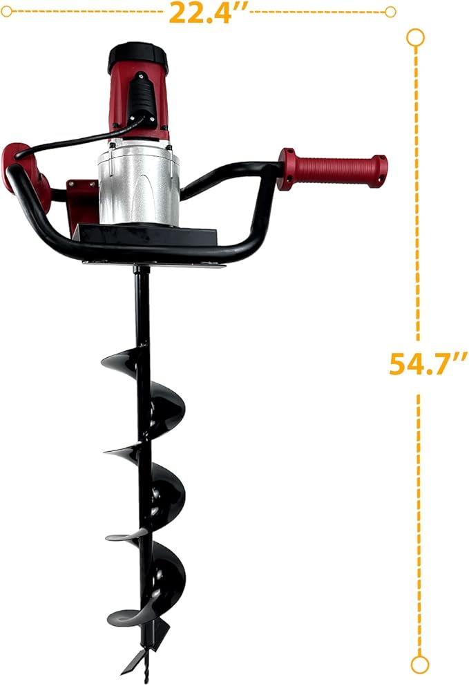 JACKCHEN 6-Inch & 4-inch Electric Post-Hole Digger with Storage Bag, Earth Auger Drill, Auger Bit Earth Auger with Carry Bag, Ideal for Post Hole Digging, Drilling, Tree Planting