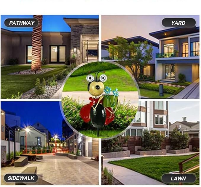 Solar Lady Bugs Lights Swaying Metal Garden Decor Waterproof Solar Lights Decorative Outdoor Stake Lights for Outside Patio Balcony Pathway Lawn Yard Gift