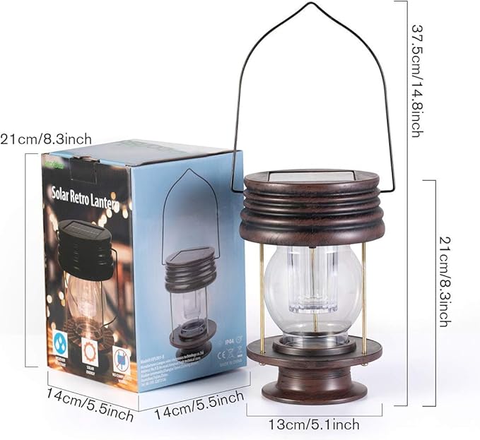 pearlstar Solar Lanterns Outdoor Hanging Solar Lights with Handle for Pathway Yard Patio Garden Decoration, Outside Solar Table Lamp, 30Lumen (8.3”-2 Pack)