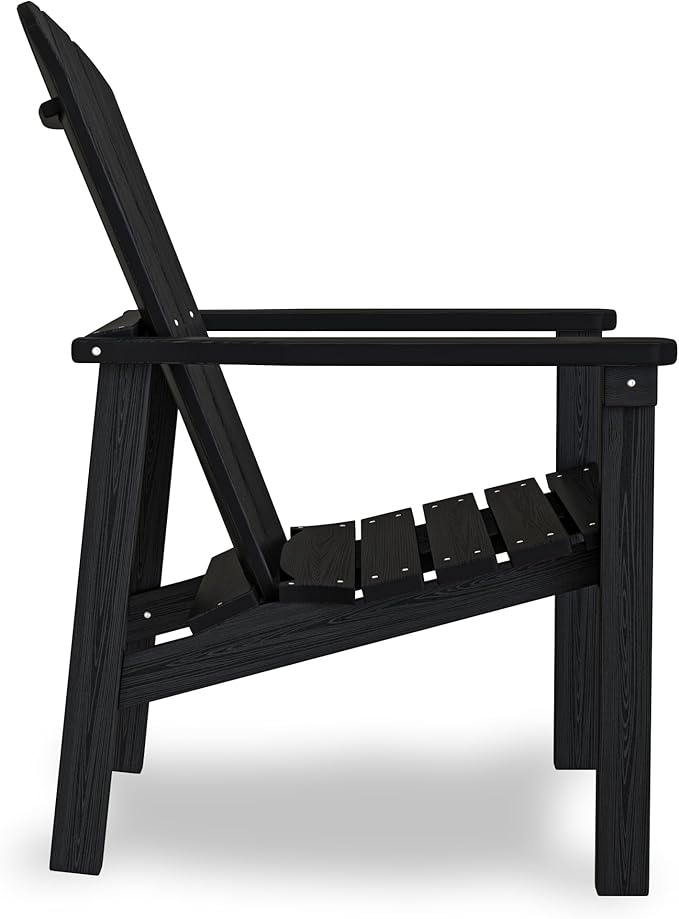 Stackable Adirondack Chair Set of 2, HDPE Outdoor Patio Chair - Durable and Space Saving, Suitable for Porches, Lawns or Garden, Black