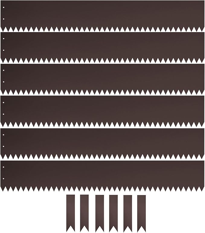 40" L x 6" H Metal Landscape Edging, Heavy Duty Galvanized Steel Garden Edging,6 Pack Steel Landscape Edging with Clips for Lawn, Flower Bed, Yard (Brown)