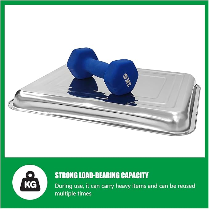 5 Pack Large Stainless Steel Seedling Trays, Heavy Duty Metal Water Catch Trays for Nursery Pots-Transplant, Seed Germination & Propagation Flats (17.5 inch×13.56 inch, 1.18" Height)