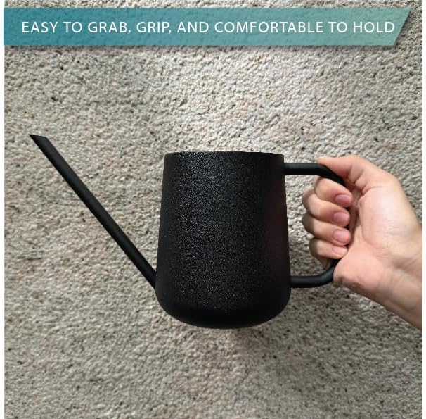 Metal Watering Can for Indoor Houseplants Outdoor Garden Long Sprout Water Can for Succulents Herb Bonsai Modern Garden Tool 33.8oz/1000ml (Dashing Black)