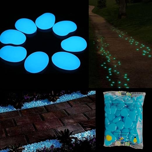 Glow in The Dark Rocks, Fairy Garden Decorations Stones, Outdoor Decor for Patio Stepping Stone Kit, Pebbles for Plants/Yard/Backyard/Fish Tank/Pool Stuff