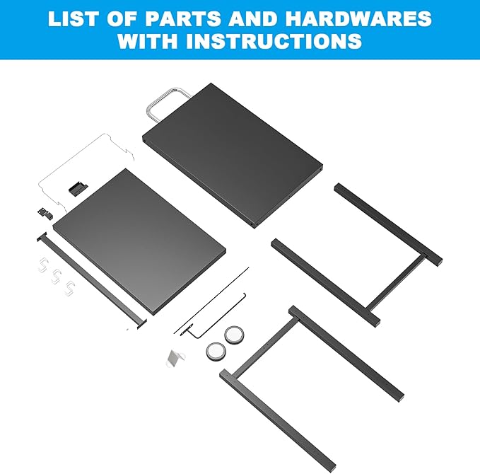 LS'BABQ Outdoor Grill Table Cart, Pizza Oven Stand, BBQ Prep Table with Trash Bag Holder Wheels & Hooks, Double-Shelf Movable Food Prep and Work Stand, Powder-Coated Steel Flattop Grill Cart