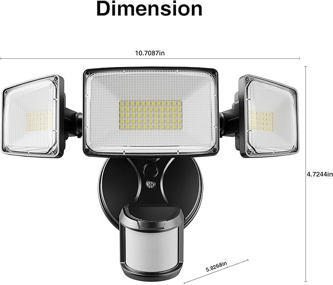 Onforu 75W LED Motion Sensor Outdoor Lights, Dusk to Dawn Flood Light Outdoor Motion Sensor, Hardwired Security Lights Floodlights Outside 7500LM 6500K Daylight IP65 Waterproof (Black)