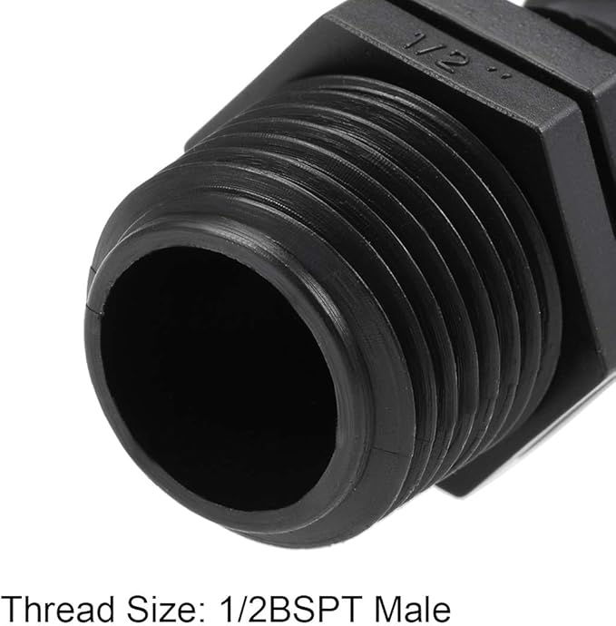 uxcell Barb Drip Pipe Connector 1/2 BSPT Male Thread 16PE Hose Fitting for Garden Agricultural Irrigation System, Plastic 25pcs