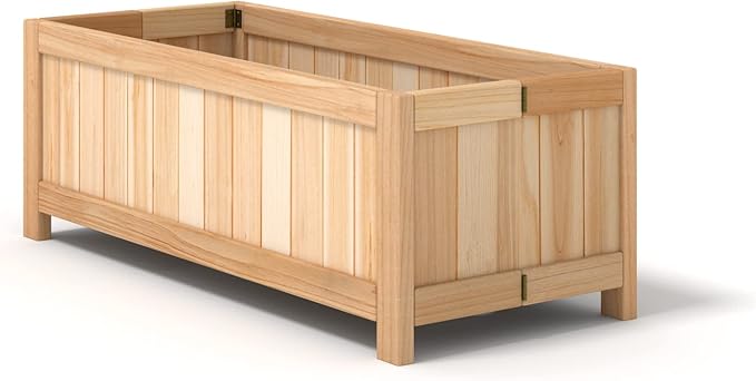 Giantex Raised Garden Bed Folding Flower Planter Vegetable Folding Planting Box for Patio Lawn Garden Backyard Elevated Outdoor Wood Planter Boxes, 27.5" Lx12 Wx10 H