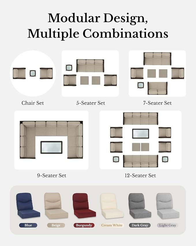 HILLGA Luxury Patio Furniture Set with 6-inch Thick Cushion, Outdoor High Back Swivel Rocker Patio Chairs, 2PCS Wicker Conversation Set for Deck Yard and Poolside, Blue (V2)