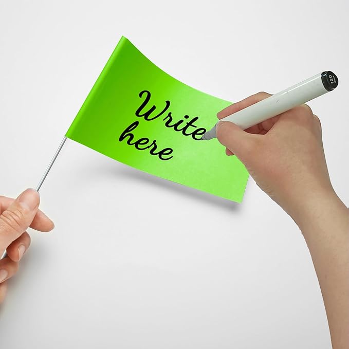 Zozen 50Pack Green Marking Flags, Writable/15x4x5 Inch, Yard Flags for Lawn & Irrigation & Landscape & Sprinkler & Survey & Dog Training.