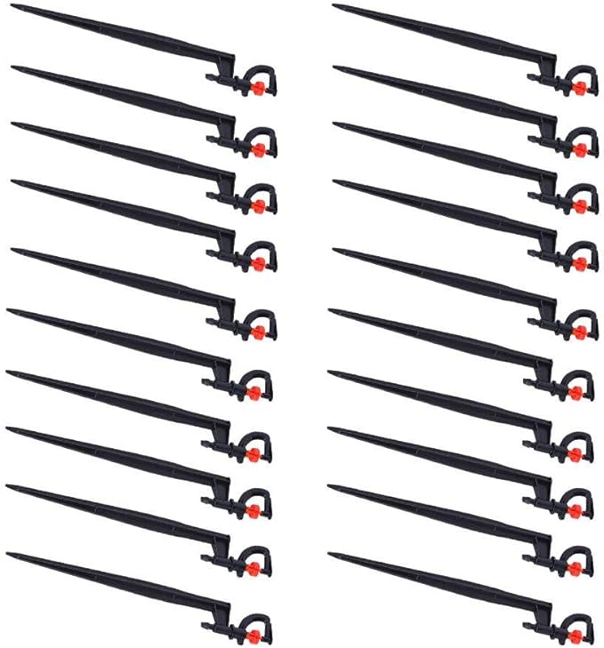 Irrigation Sprinkler, 20pcs Plastic Watering Nozzle G‑Type 360 Degree Rotation Sprinkler Accessory for Garden Agriculture Courtyards Lawn 9.1x1.2x0.4in