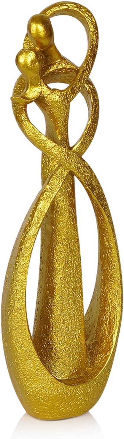Trycooling Kissing Lovers Statue Abstract Sculpture Resin Statues for Home Decor Modern Home Office Desktop Shelf Bookshelf Decor (Gold)