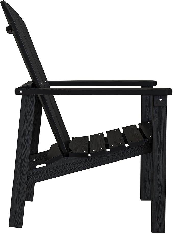 Stackable Adirondack Chair Set of 4, HDPE Outdoor Patio Chair - Durable and Space Saving, Suitable for Porches, Lawns or Garden, Black