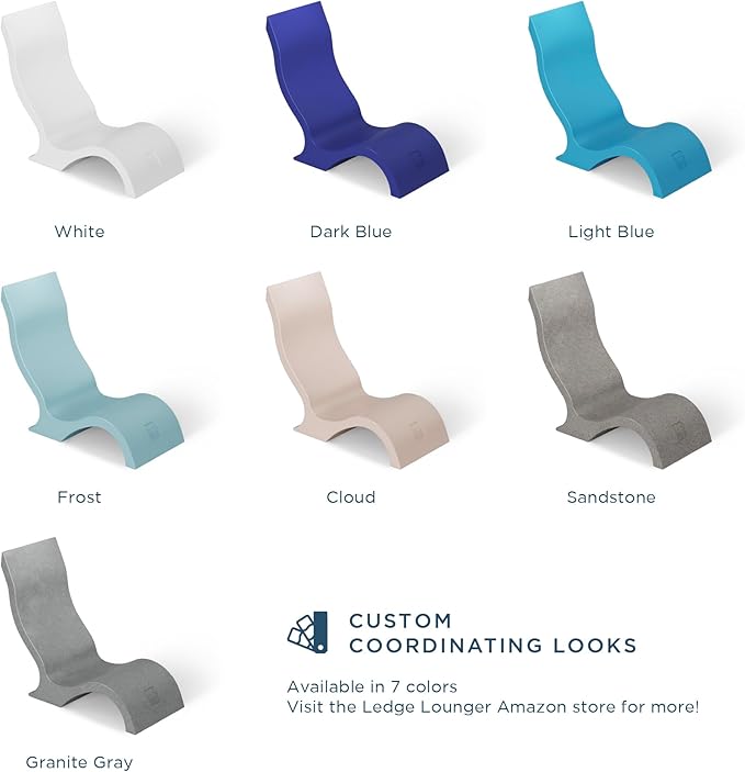 Ledge Lounger - Signature Chair - Inside Pool & Sun Shelf Lounge Chair - Designed for Shallow Shelves Up to 9” - Compatible with All Pool Types - Poolside & Sun Deck Tanning - Set of 2 - Sandstone