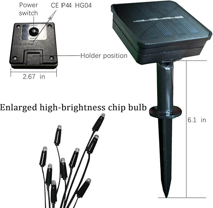 Solar Powered Firefly Lights,18 LED Fairy Automated Pulsating Firefly String Light Waterproof Garden Chasing Suitable for Swimming Pools, Fountain Fish Tanks, and Outdoor Decoration