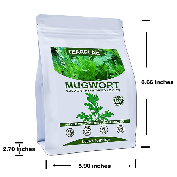 TEARELAE - Natural Mugwort Herb Dried Leaves - 4oz/114g - Mugwort Tea Loose Leaf - Non-GMO, Sulfur-free - 100% Pure Premium Dried Herbs - Help Sleep A Lucid Dream