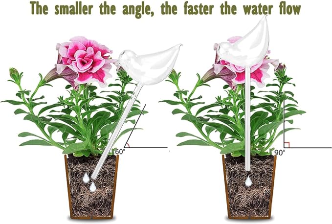 Glass Plant Watering Globes, Self Watering Globes Bird Shape, Self Watering Planter Insert, Plant Watering Devices, Automatic Plant Waterer Indoor, Watering Bulbs, 2 Pack