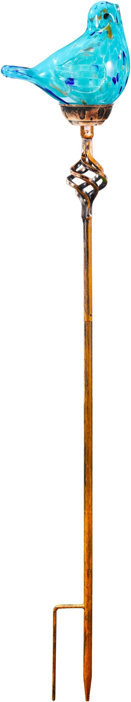 Decorative Solar Lights, Outdoor Solar Bird Stake Lights, Hand Blown Glass Decorative Garden Pathway Lights Outdoor Waterproof Glass Stakes (Light Blue)