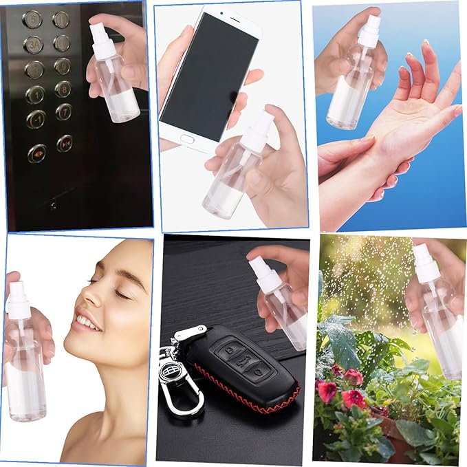 Spray Bottle, 2oz/50ml Small Plastic Fine Mist Spray Bottles, Mini Empty Travel Bottles with Funnels and Labels 20 Pack