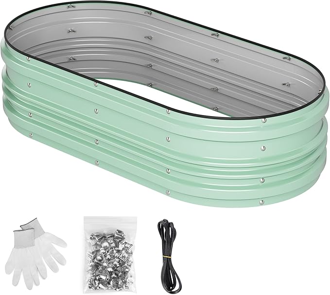 WORKPRO 4x2x1ft Galvanized Raised Garden Bed Set, Rust & Corrosion Protection, Easy Assembly, Safe Edge, Ideal for Vegetables & Flowers, Green