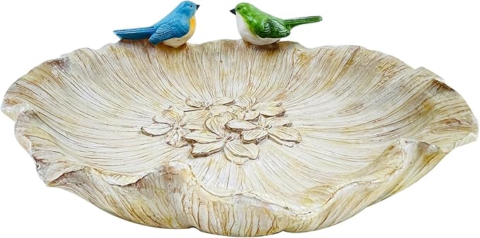 Ground Standing Bird Bath and Feeder, Wild Hummingbird Bath, Resin Feeding Tray for Outdoor Yard Decorations