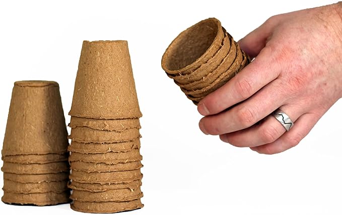 Daniel's Plants 2" Naked Pots | Small Natural Plantable Pots for Herbs Vegetables Tomato Seedlings | OMRI-Listed Biodegradable Pots for Seedlings | Earth Friendly - Peat Free | 24 Pack 2 Inch Round