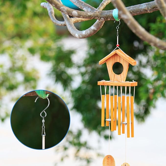 Wind Spinner Swivel Hooks 360 Degree Dual Spinning Windsock Chime Supplies Hanger Swivels Clip Hanging Hooks with Storage Box for Wind Spinners Supply, 2 Styles (Metal Color,20 Pieces)