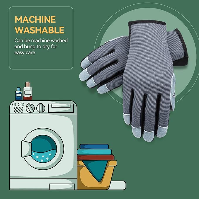 OZERO Women Leather Work Gloves: Touch Screen | Deerskin Garden Gloves with Grip | Ideal for Yard Work, Daily Tasks, Driving