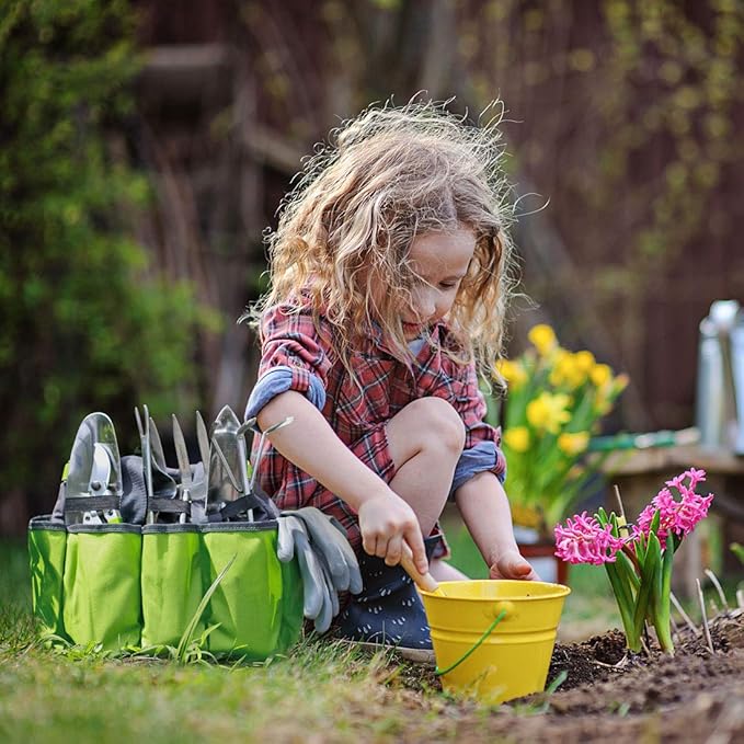WORKPRO Garden Tool Bag, 8 Pockets Gardening Bag, Heavy Duty Oxford Garden Tote Caddy (Tools NOT Included), 12" x 12" x 6"