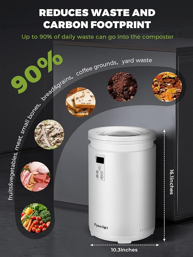 Electric Composter for Kitchen Smart Odorless Countertop Compost Bin Machine Quiet Larger 4.5L Indoor Food Cycler with Auto Cleaning, 3 Modes, 2 Carbon Packs, Turn Food Waste into Fertilizer