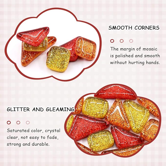 Swpeet 1 Pound Mixed Colors Shine Crystal Series Mosaic Tiles Assortment Kit, Square and Triangle Genuine Mosaic Tiles Glitter Crystal Mosaic Perfect for Home Decoration Crafts - Mosaic Tiles I