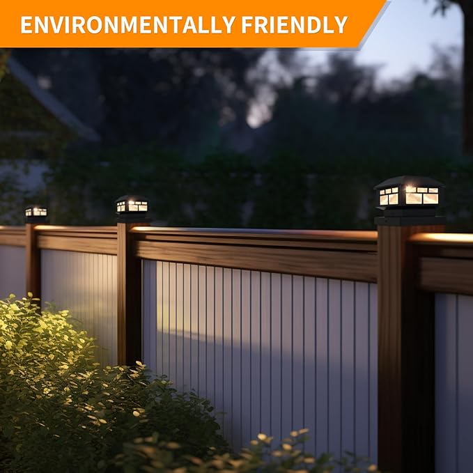 Solar Post Cap Lights Outdoor, 20LM Fence Post Cap Lights, 3.5x3.5 4x4 5x5 Inch Wooden Post Solar Lights Waterproof, Deck Lights Solar Powered for Garden Deck Patio Decoration(Black 2 Packs)