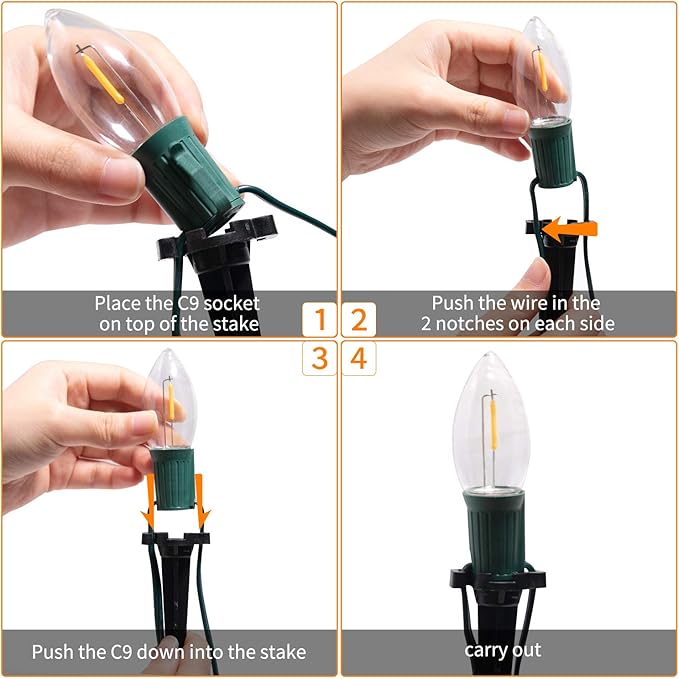 C9 Christmas String Lights Outdoor - 25.7 Feet 20 LED Pathway Lights, Connectable Waterproof Walkway Lights for Indoor Xmas Party Holiday Wedding Commercial Decorations, Multicolored