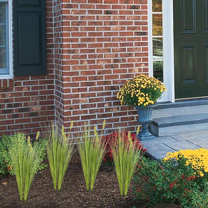 Melorca&Guilla Artificial Plants 6PCS 27“ Fake Tall Onion Grass Faux Plant,Artificial Grass Greenery Shrubs Bushes for Garden Porch Window Box Shop Office Home Décor