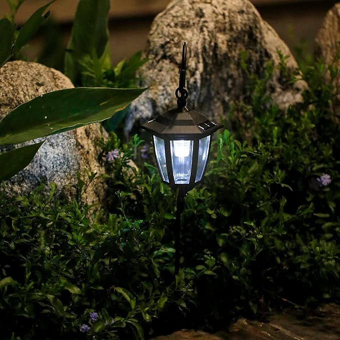 Viewsun 34 Inch Hanging Solar Lights, Shepherd Hook Lights with 2 Shepherd Hooks Waterproof Outdoor Decorative Solar Lantern Lights for Garden Decor, Patio, Backyard, Pathway, 4 Pack