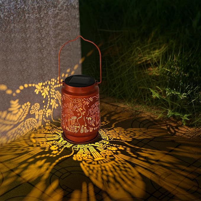 Solar Lanterns Outdoor Waterproof - Metal Hanging Solar Lights for Patio Yard Garden Decor, Christmas Birthday Gifts for Women Mom Men (4 Pack, Mushroom Shape)