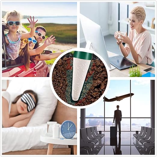 Grembeb【Upgrade】 Self Watering Planter Insert,6 Plant Spikes Device Ceramic Stakes + 6 Garden Papers Automatic Drip Irrigation Flower Waterer System for Vacation Outdoor Indoor Home Houseplant Use