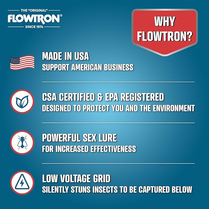 Flowtron Indoor Fly Killer | Electric Low-Voltage Bug Zapper for Gnats & Insects with 80W UV Light & Pheromone Lure, Stun Grid & Sticky Trap | 1200 Sq Ft for Kitchen, Restaurant & Barn, UL Certified